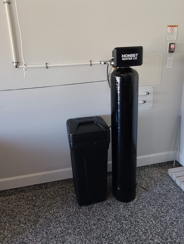 Water softener tank with digital control valve after installation in Ottawa